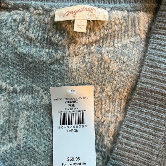 Mystree Blue and Cream Floral Cardigan - Picture 2 of 4